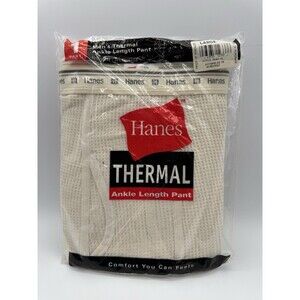 Hanes Men’s Thermal Ankle Pants Large Cream NOS Y2K 2001 Sealed